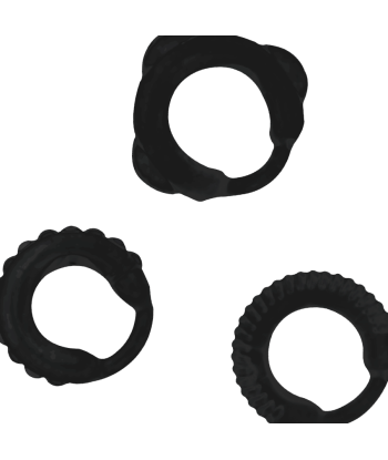 ADDICTED TOYS - SET 3 ANILLOS PENE NEGRO