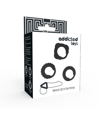 ADDICTED TOYS - SET 3 ANILLOS PENE NEGRO