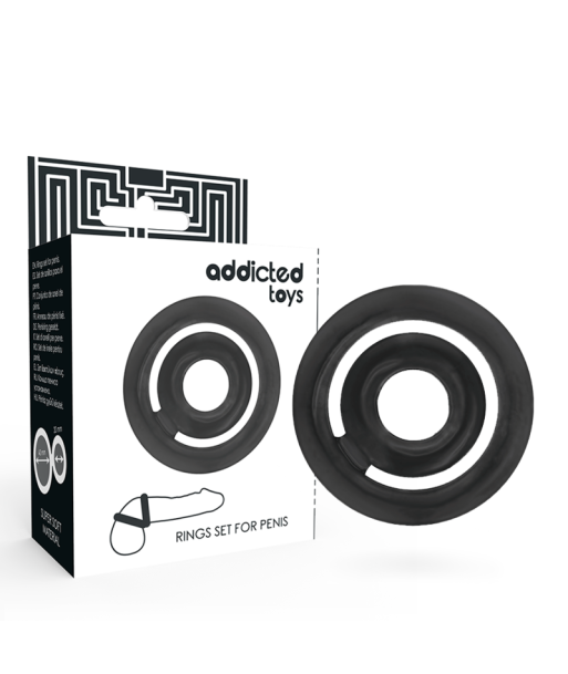 ADDICTED TOYS - POTENZ SET ANILLOS PENE NEGRO ADDICTED TOYS - POTENZ SET ANILLOS PENE NEGRO