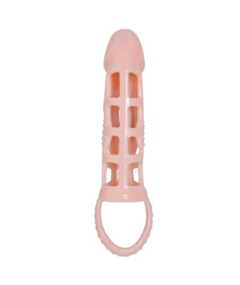 BAILE - FUNDA EXTENSORA PENE CON VIBRACIÓN Y STRAP NATURAL 13.5 CM