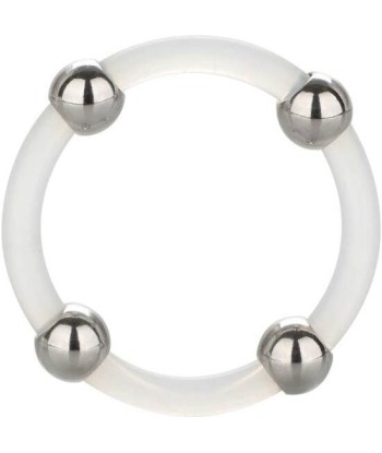 CALEXOTICS - ANILLO DE SILICONA CON CUENTAS DE ACERO TALLA L