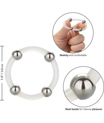 CALEXOTICS - ANILLO DE SILICONA CON CUENTAS DE ACERO TALLA L