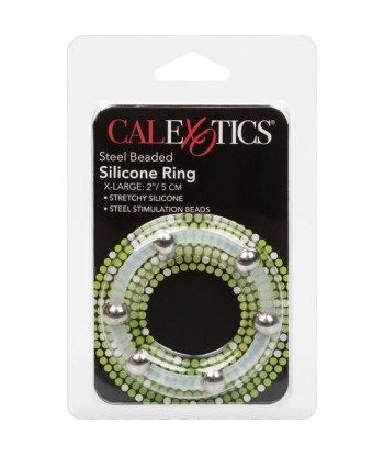 CALEXOTICS - ANILLO DE SILICONA CON CUENTAS DE ACERO TALLA XL