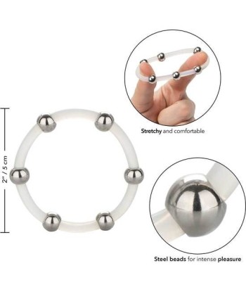 CALEXOTICS - ANILLO DE SILICONA CON CUENTAS DE ACERO TALLA XL