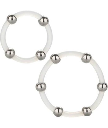 CALEXOTICS - KIT DE 2 UDS ANILLO DE SILICONA CON CUENTAS DE ACERO