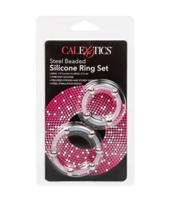 CALEXOTICS - KIT DE 2 UDS ANILLO DE SILICONA CON CUENTAS DE ACERO