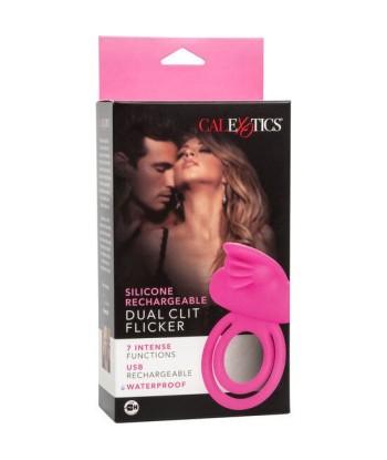 CALEXOTICS - DUAL CLIT FLICKER ENHANCER DOBLE ANILLO VIBRADOR DE SILICONA ROSA