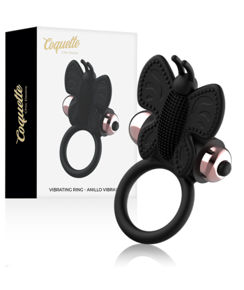 COQUETTE CHIC DESIRE - COCK RING BUTTERFLY ANILLO VIBRADOR NEGRO - GOLD