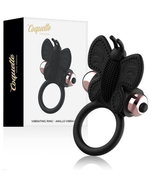 COQUETTE CHIC DESIRE - COCK RING BUTTERFLY ANILLO VIBRADOR NEGRO - GOLD COQUETTE CHIC DESIRE - COCK RING BUTTERFLY ANILLO VIBRADOR NEGRO - GOLD