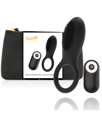 COQUETTE CHIC DESIRE - ANILLO VIBRADOR CONTROL REMOTO RECARGABLE NEGRO - GOLD