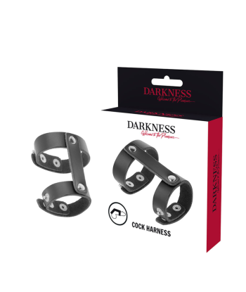 DARKNESS - ANILLO PENE Y TESTÍCULOS AJUSTABLE LEATHER