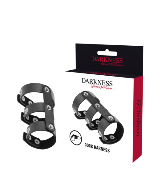 DARKNESS - ANILLO DOBLE PENE Y TESTÍCULOS AJUSTABLE LEATHER DARKNESS - ANILLO DOBLE PENE Y TESTÍCULOS AJUSTABLE LEATHER