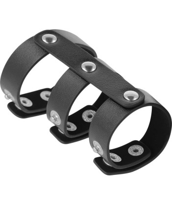 DARKNESS - ANILLO DOBLE PENE Y TESTÍCULOS AJUSTABLE LEATHER