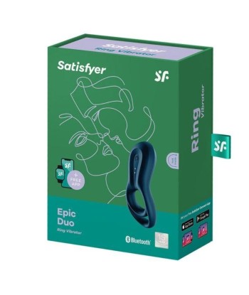 SATISFYER - EPIC DUO ANILLO VIBRADOR APP AZUL