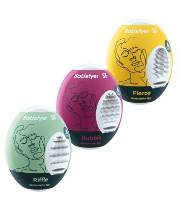 SATISFYER - 3 HUEVOS MASTURBADORES RIFFLE, BUBBLE and FIERCE