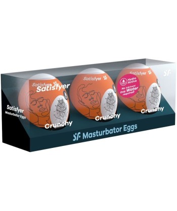 SATISFYER - 3 HUEVOS MASTURBADORES CRUNCHY