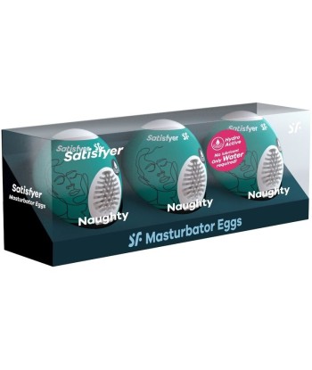 SATISFYER - 3 HUEVOS MASTURBADORES NAUGHTY