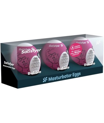 SATISFYER - 3 HUEVOS MASTURBADORES BUBBLE
