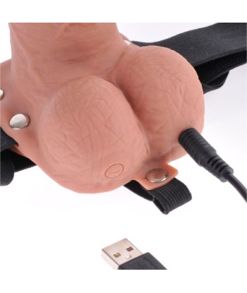 FETISH FANTASY SERIES - ARNÉS AJUSTABLE PENE REALÍSTICO CON TESTÍCULOS RECARGABLE Y VIBRADOR 17.8 CM