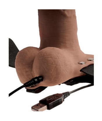 FETISH FANTASY SERIES - ARNÉS AJUSTABLE PENE REALÍSTICO CON TESTÍCULOS RECARGABLE Y VIBRADOR 15 CM