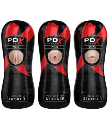 PDX ELITE - SET MASTURBADOR STROKER 12 UNIDADES: 6X VAGINA, 3X ANO, 3X BOCA