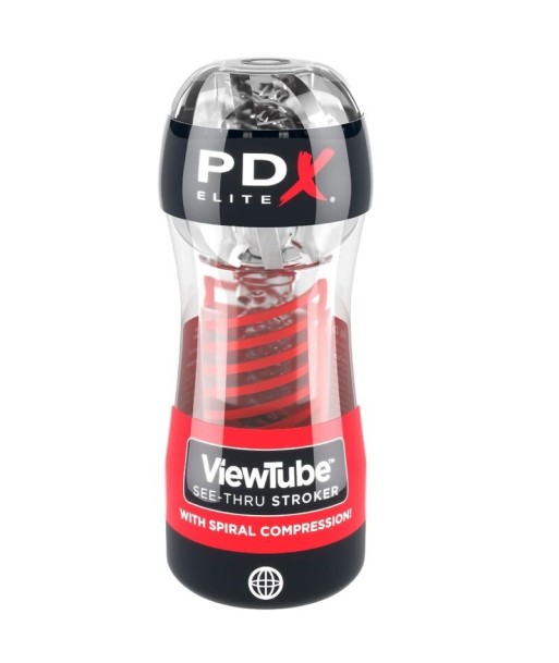 PDX ELITE - MASTURBADOR STROKER VIEWTUBE 2 COMPRESION ESPIRAL TRANSPARENTE