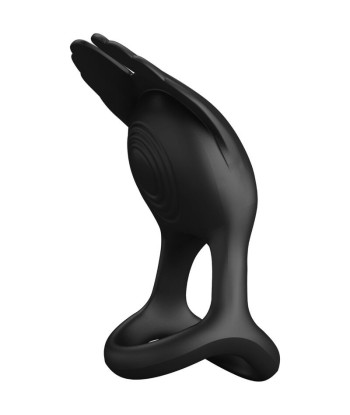 PRETTY LOVE - SILAS ANILLO VIBRADOR 7 VIBRACIONES SILICONA NEGRO