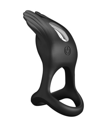 PRETTY LOVE - SILAS ANILLO VIBRADOR 7 VIBRACIONES SILICONA NEGRO