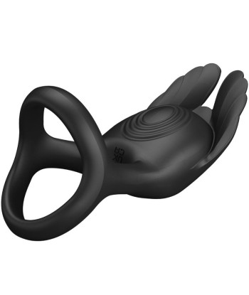 PRETTY LOVE - SILAS ANILLO VIBRADOR 7 VIBRACIONES SILICONA NEGRO