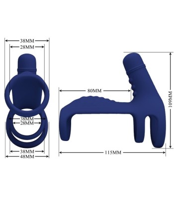 PRETTY LOVE - ELISH ANILLO VIBRADOR CON EXTENSIÓN AZUL