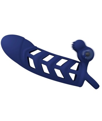 PRETTY LOVE - ALTAF ANILLO VIBRADOR CON FUNDA DE SILICONA AZUL