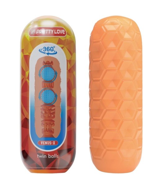 PRETTY LOVE - TWIN BALLS MASTURBADOR MASCULINO NARANJA