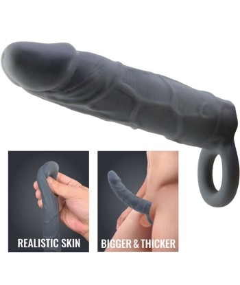 PRETTY LOVE - FUNDA DE PENE DE PIEL REALÍSTICA GRIS OSCURO