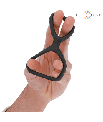INTENSE - DEWEY ANILLO DOBLE PARA PENE SILICONA NEGRO MODELO 2