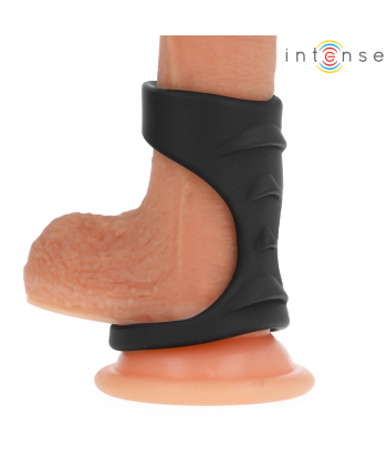 INTENSE - THEO ANILLO DOBLE PARA PENE SILICONA NEGRO MODELO 3