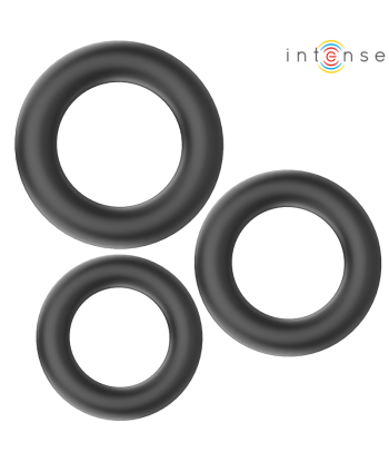 INTENSE - HUGH 3 ANILLOS BÁSICOS PARA PENE SILICONA NEGRO