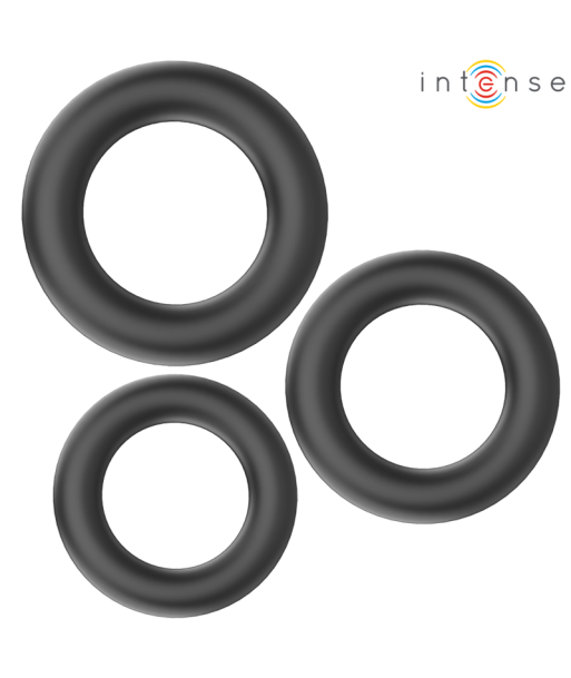 INTENSE - HUGH 3 ANILLOS BÁSICOS PARA PENE SILICONA NEGRO