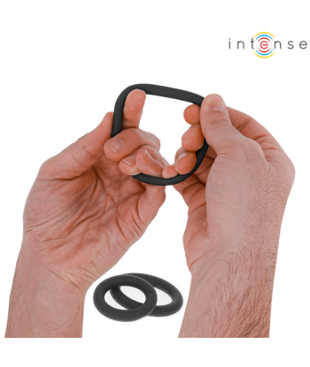 INTENSE - HUGH 3 ANILLOS BÁSICOS PARA PENE SILICONA NEGRO