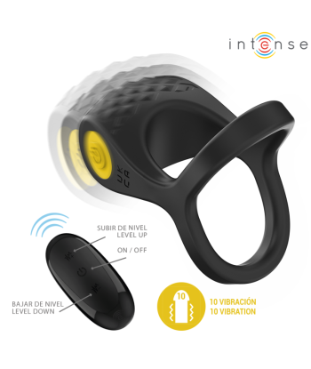 INTENSE - ALEX ANILLO DOBLE VIBRADOR PENE 10 VIBRACIONES NEGRO