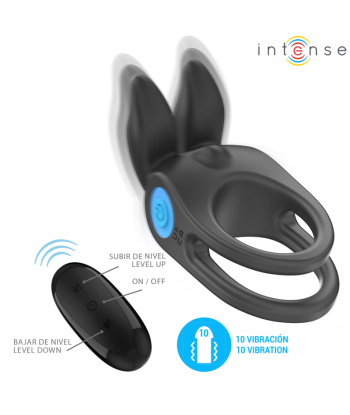 INTENSE - SAM ANILLO DOBLE VIBRADOR PENE 10 VIBRACIONES NEGRO