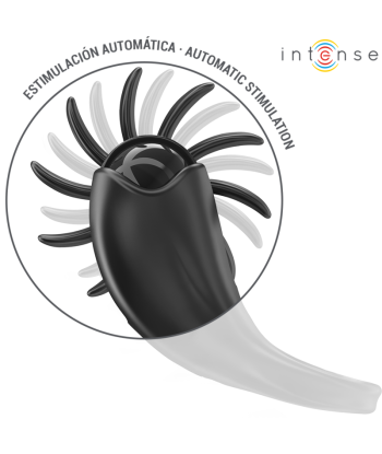 INTENSE - MABEL ANILLO VIBRADOR 10 VIBRACIONES CON ESTIMULADOR DE CLÍTORIS NEGRO