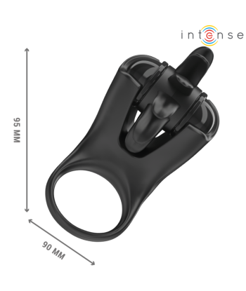 INTENSE - MABEL ANILLO VIBRADOR 10 VIBRACIONES CON ESTIMULADOR DE CLÍTORIS NEGRO