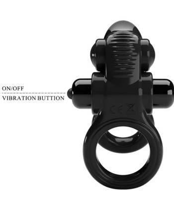 PRETTY LOVE - PASSIONATE RING DOBLE ANILLO VIBRADOR ESTIMULADOR CLÍTORIS NEGRO