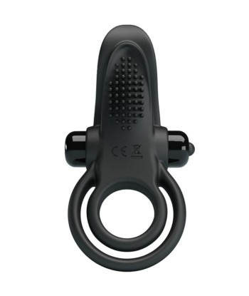PRETTY LOVE - DOBLE ANILLO VIBRADOR ESTIMULADOR CLÍTORIS 10 VIBRACIONES NEGRO