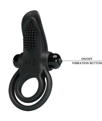 PRETTY LOVE - DOBLE ANILLO VIBRADOR ESTIMULADOR CLÍTORIS 10 VIBRACIONES NEGRO