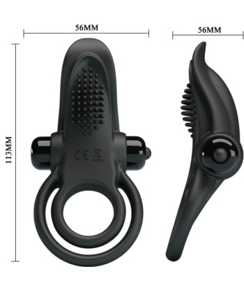 PRETTY LOVE - DOBLE ANILLO VIBRADOR ESTIMULADOR CLÍTORIS 10 VIBRACIONES NEGRO