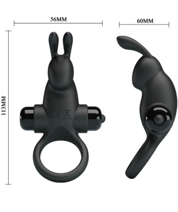 PRETTY LOVE - ANILLO VIBRADOR ESTIMULADOR RABBIT CLÍTORIS 10 VIBRACIONES NEGRO