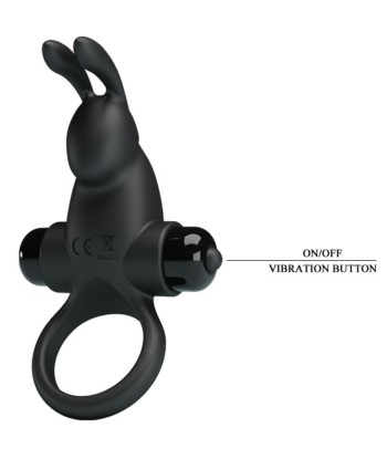 PRETTY LOVE - ANILLO VIBRADOR ESTIMULADOR RABBIT CLÍTORIS 10 VIBRACIONES NEGRO