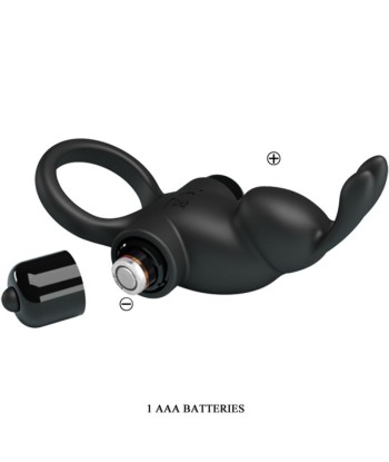 PRETTY LOVE - ANILLO VIBRADOR ESTIMULADOR RABBIT CLÍTORIS 10 VIBRACIONES NEGRO