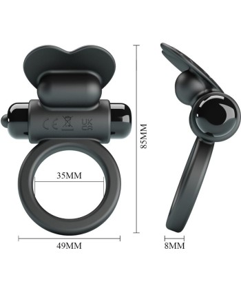 PRETTY LOVE - DEBONAIRE ANILLO VIBRADOR CONEJO 10 VIBRACIONES NEGRO